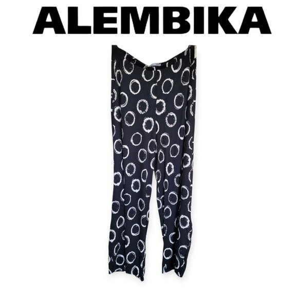 Alembika Black & White Wide-Leg Punto Pants Size 2 - Picture 1 of 10
